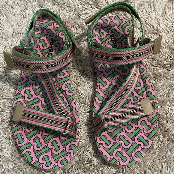 Burberry Logo Striped Sandals - Picture 3 of 11